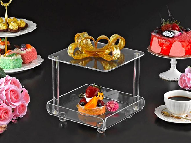 Two Tier Square Acrylic Cake Stand